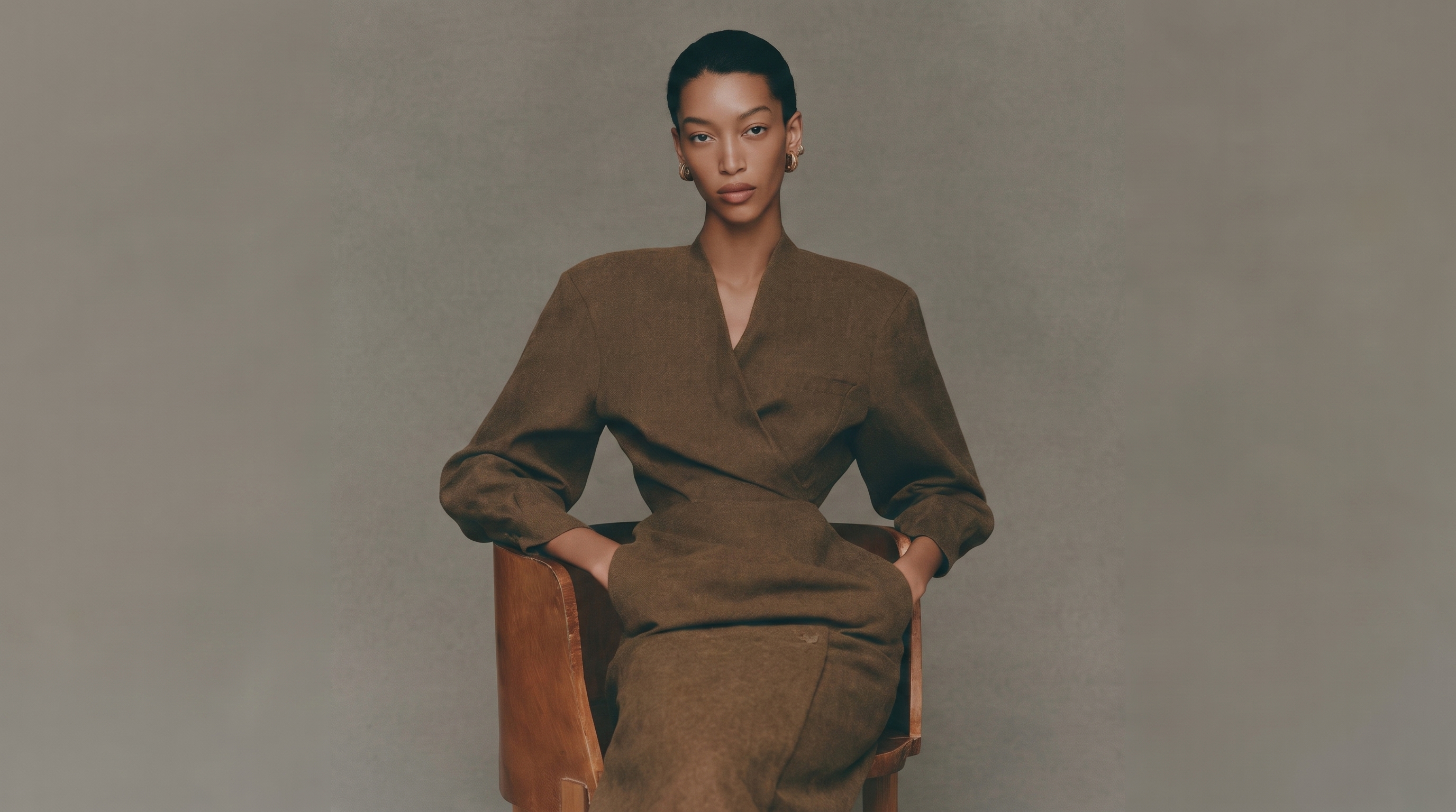 Model in Mock Neck dress