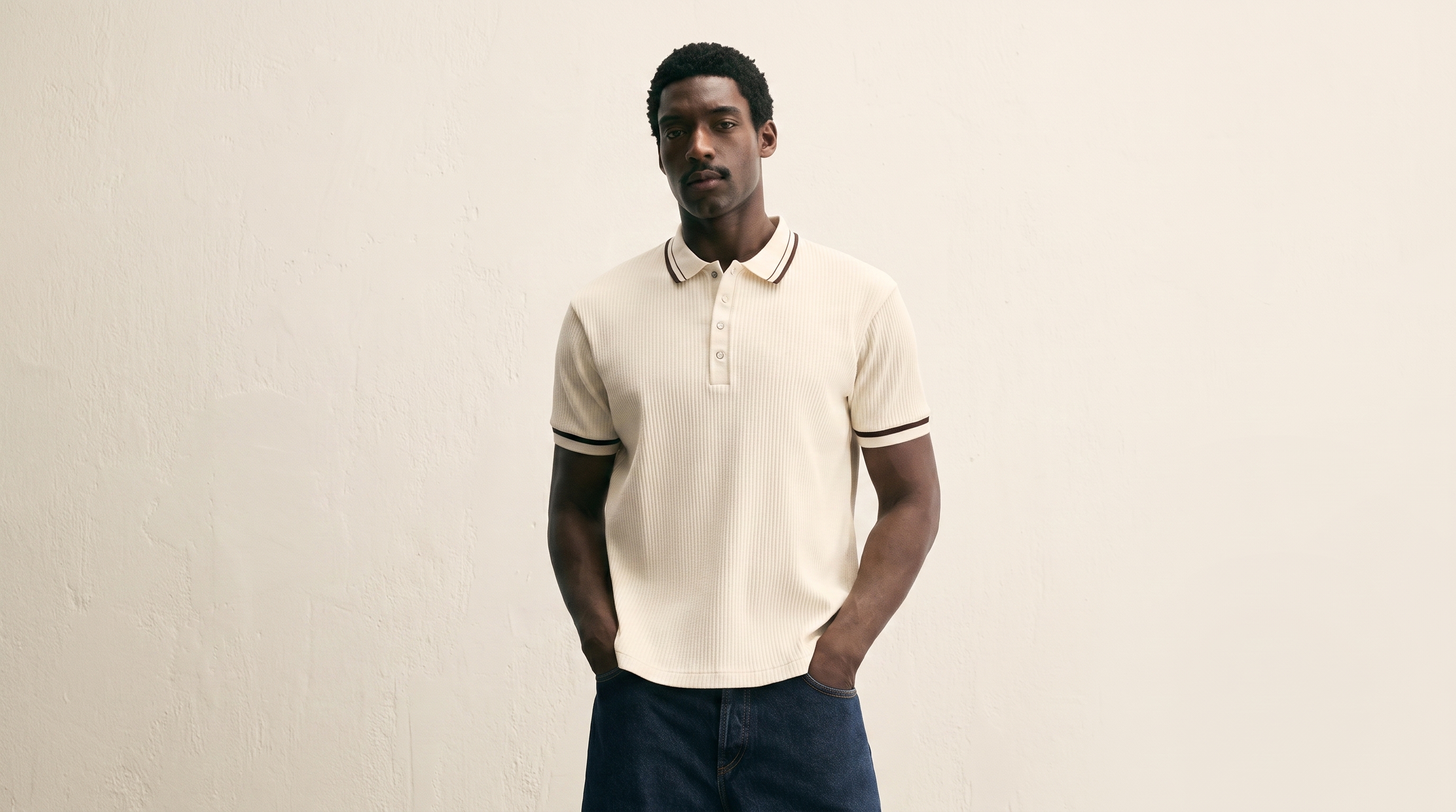 Model in Cream Polo